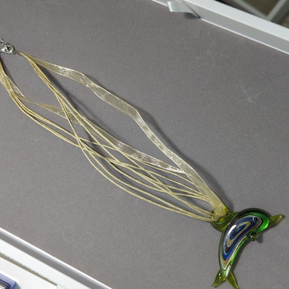 Lampwork Glass Dolphin Necklace - Picture 3 of 3